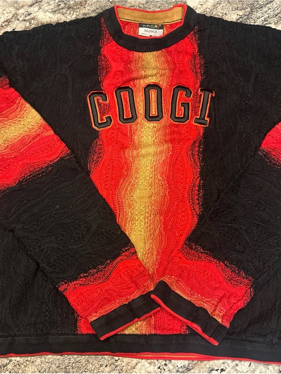 COOGI Other - Vintage COOGI Australia Basics 3D Knit Big Logo Sweater Black Red Mens 2X